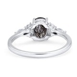 Oval Natural Stone Art Deco Ring