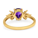 Art Deco Pear Teardrop Natural Stone Ring