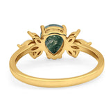 Art Deco Pear Teardrop Natural Stone Ring