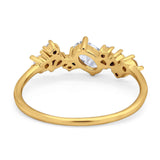 Art Deco Oval Natural Stone Wedding Ring