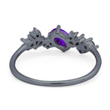 Art Deco Oval Natural Stone Wedding Ring