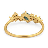 Art Deco Oval Natural Stone Wedding Ring