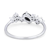 Art Deco Oval Natural Stone Wedding Ring