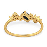 Art Deco Oval Natural Stone Wedding Ring