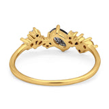 Art Deco Oval Natural Stone Wedding Ring