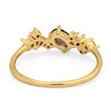 Art Deco Oval Natural Stone Wedding Ring