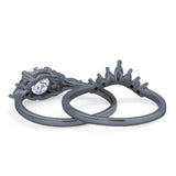 Two Piece Round Natural Stone Chevron Ring