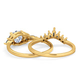 Two Piece Round Natural Stone Chevron Ring