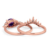 Two Piece Round Natural Stone Chevron Ring