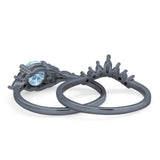 Two Piece Round Natural Stone Chevron Ring