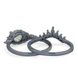 Two Piece Round Natural Stone Chevron Ring