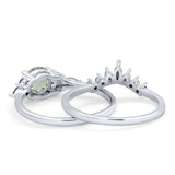 Two Piece Round Natural Stone Chevron Ring