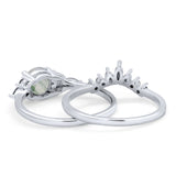 Two Piece Round Natural Stone Chevron Ring