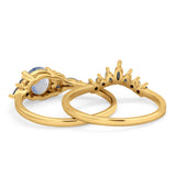 Two Piece Round Natural Stone Chevron Ring