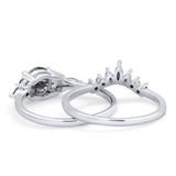Two Piece Round Natural Stone Chevron Ring