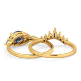 Two Piece Round Natural Stone Chevron Ring