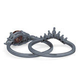 Two Piece Round Natural Stone Chevron Ring