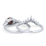 Two Piece Round Natural Stone Chevron Ring