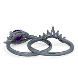 Two Piece Round Natural Stone Ring