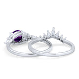 Two Piece Round Natural Stone Ring