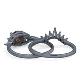 Two Piece Round Natural Stone Ring