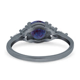 Art Deco Round Natural Stone Wedding Ring