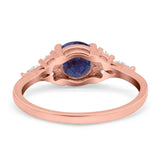 Art Deco Round Natural Stone Wedding Ring