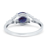 Art Deco Round Natural Stone Wedding Ring