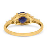 Art Deco Round Natural Stone Wedding Ring