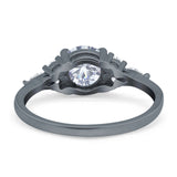 Art Deco Round Natural Stone Wedding Ring