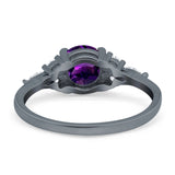 Art Deco Round Natural Stone Wedding Ring