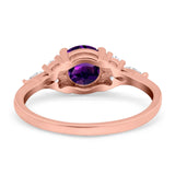 Art Deco Round Natural Stone Wedding Ring