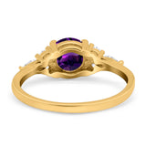 Art Deco Round Natural Stone Wedding Ring