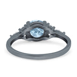 Art Deco Round Natural Stone Wedding Ring