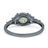 Art Deco Round Natural Stone Wedding Ring