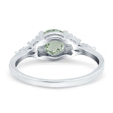 Art Deco Round Natural Stone Wedding Ring