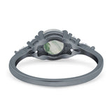 Art Deco Round Natural Stone Wedding Ring