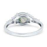 Art Deco Round Natural Stone Wedding Ring