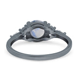 Art Deco Round Natural Stone Wedding Ring