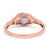 Art Deco Round Natural Stone Wedding Ring