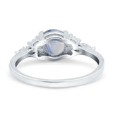 Art Deco Round Natural Stone Wedding Ring