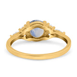 Art Deco Round Natural Stone Wedding Ring