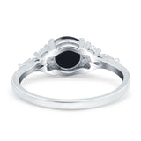 Art Deco Round Natural Stone Wedding Ring