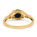 Art Deco Round Natural Stone Wedding Ring