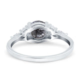 Art Deco Round Natural Stone Wedding Ring