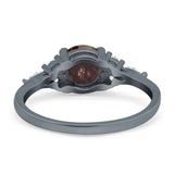 Art Deco Round Natural Stone Wedding Ring