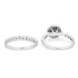 Two Piece Round Natural Stone Wedding Set Ring