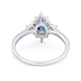 Oval Natural Stone Floral  Ring