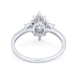 Oval Natural Stone Floral  Ring