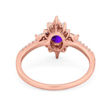 Oval Natural Stone Floral  Ring